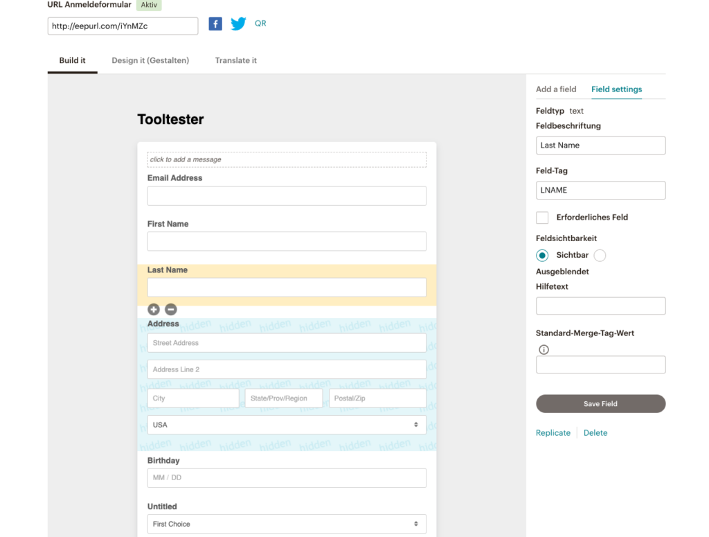 mailchimp formular erstellen