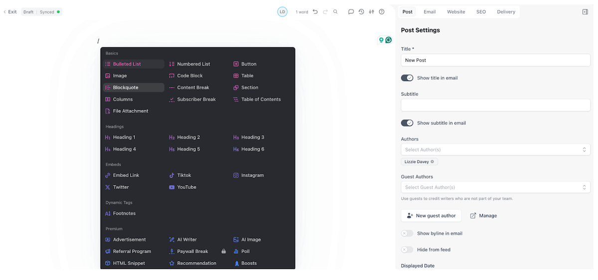 beehiiv editor