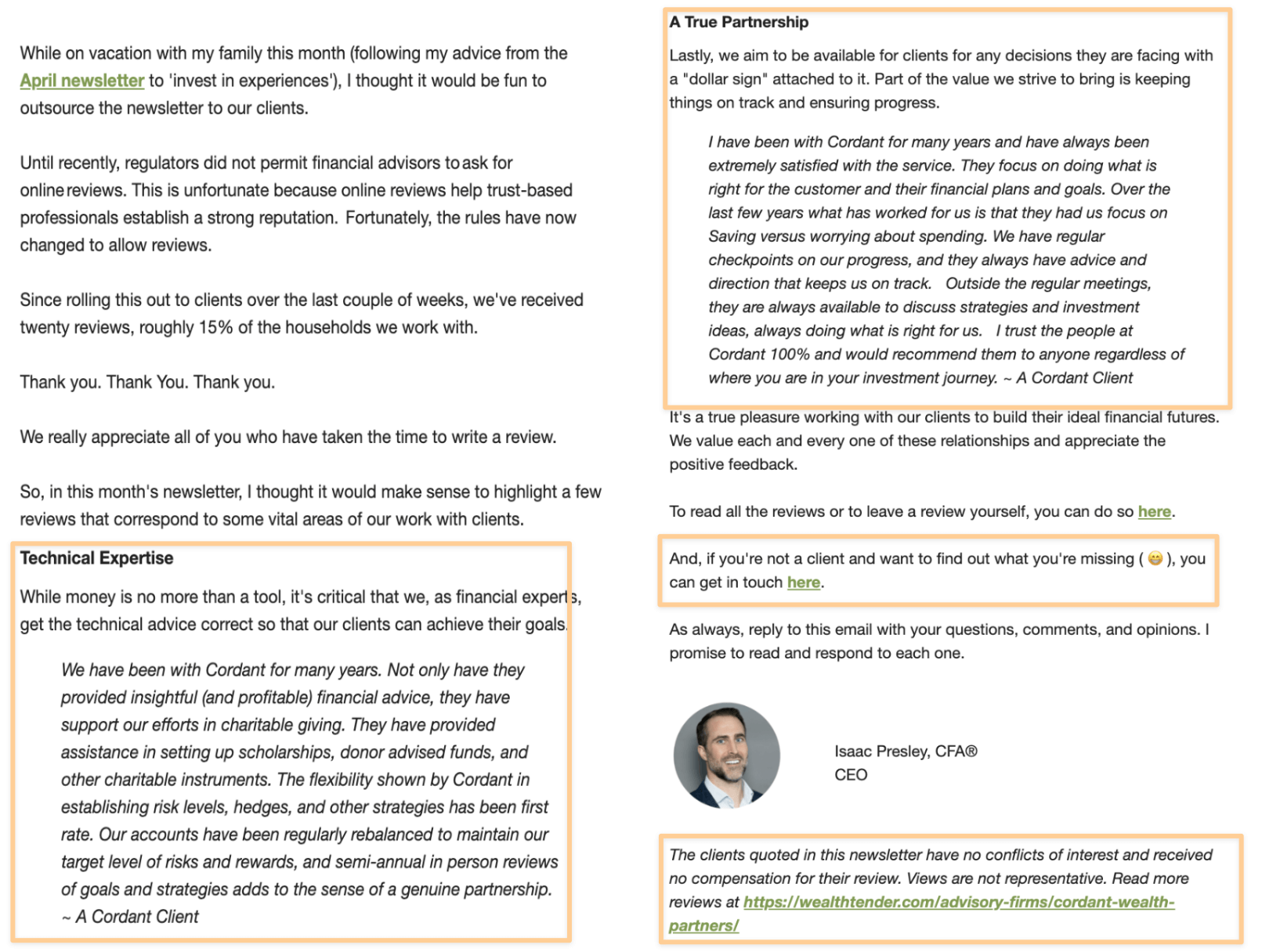 Cordant Wealth Partners' newsletter