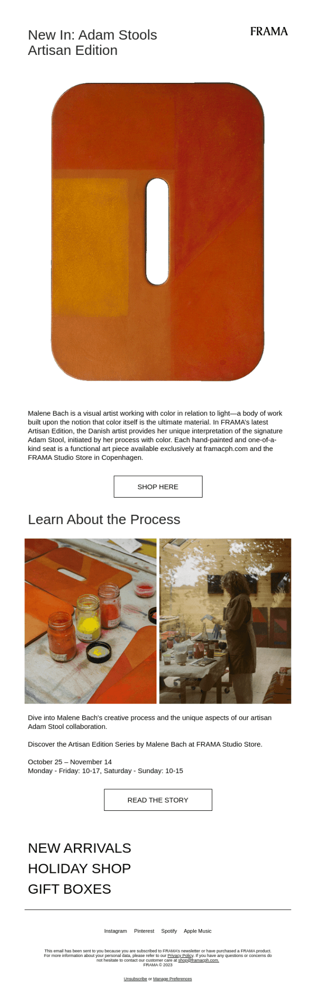 frama artist spotlight email