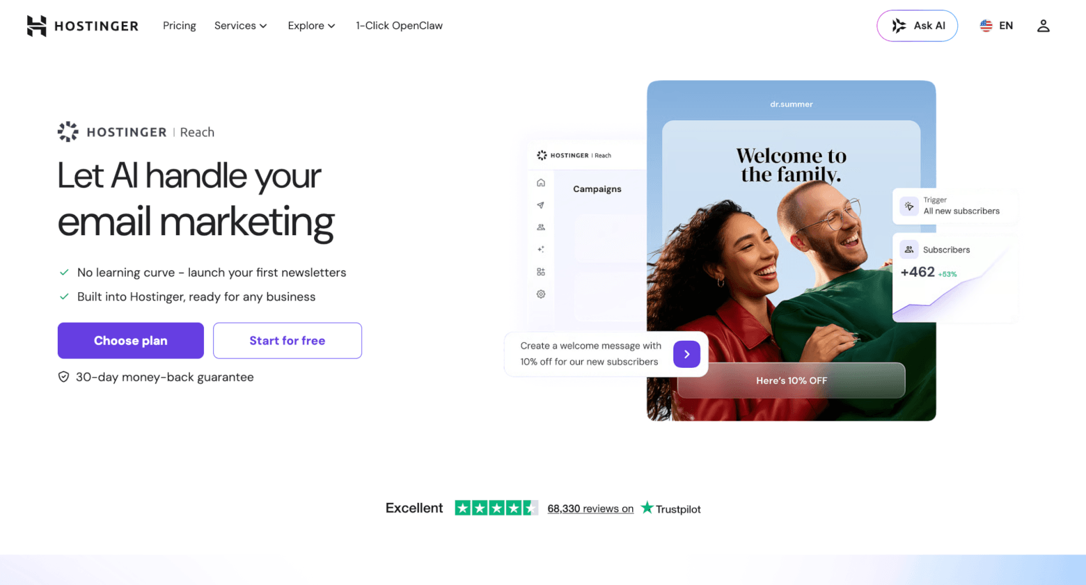 hostinger reach homepage
