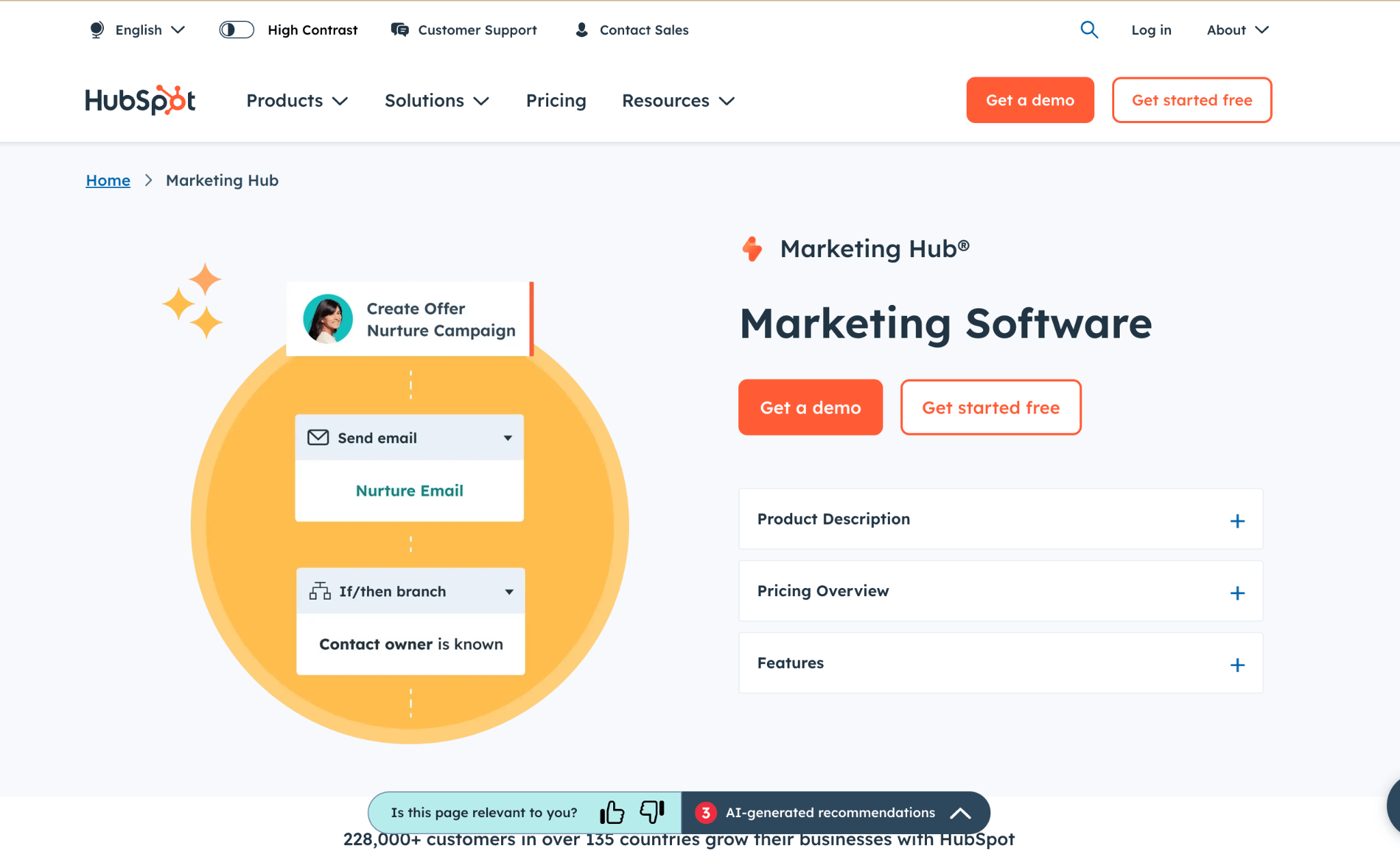 HubSpot's homepage