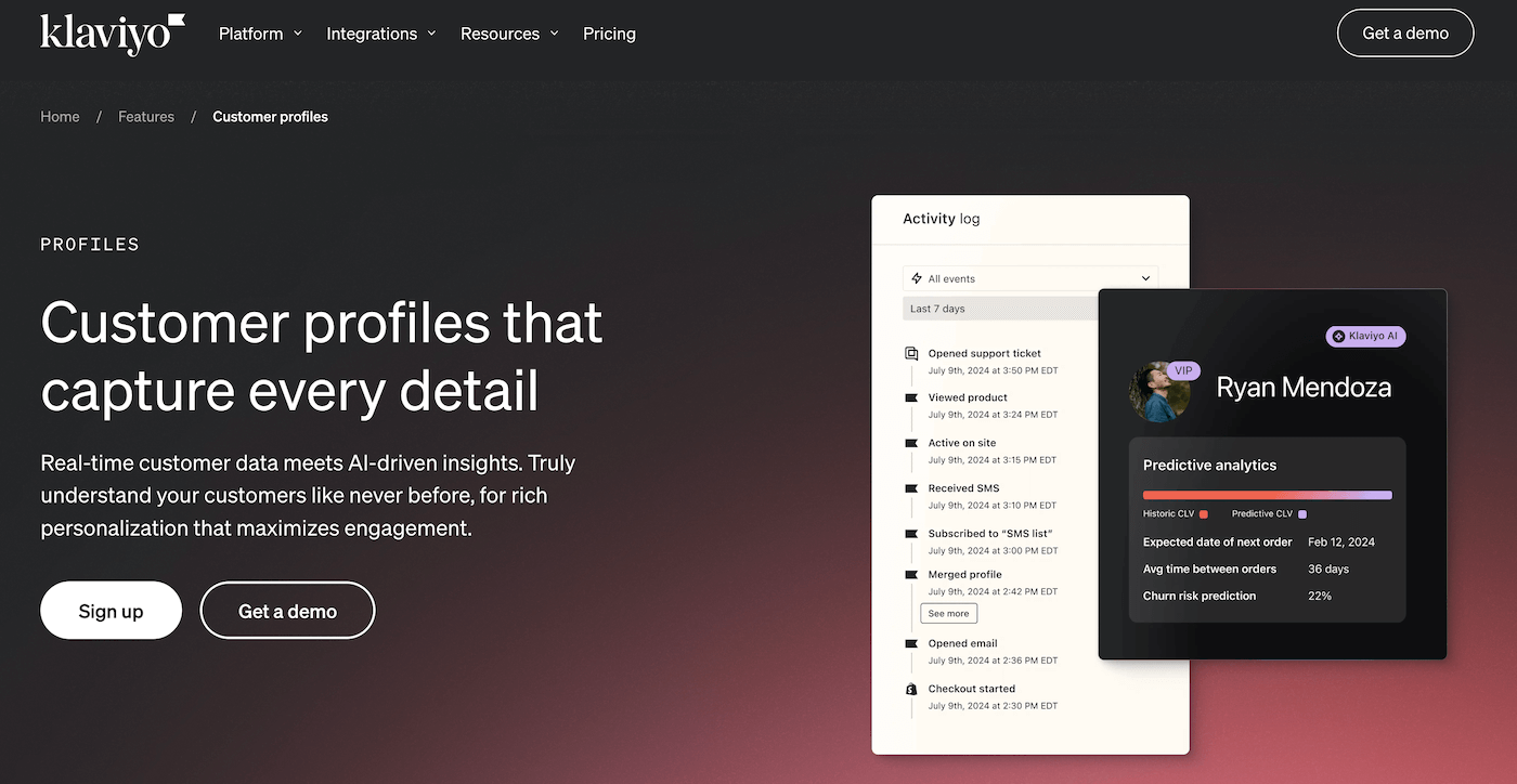 klaviyo customer profile