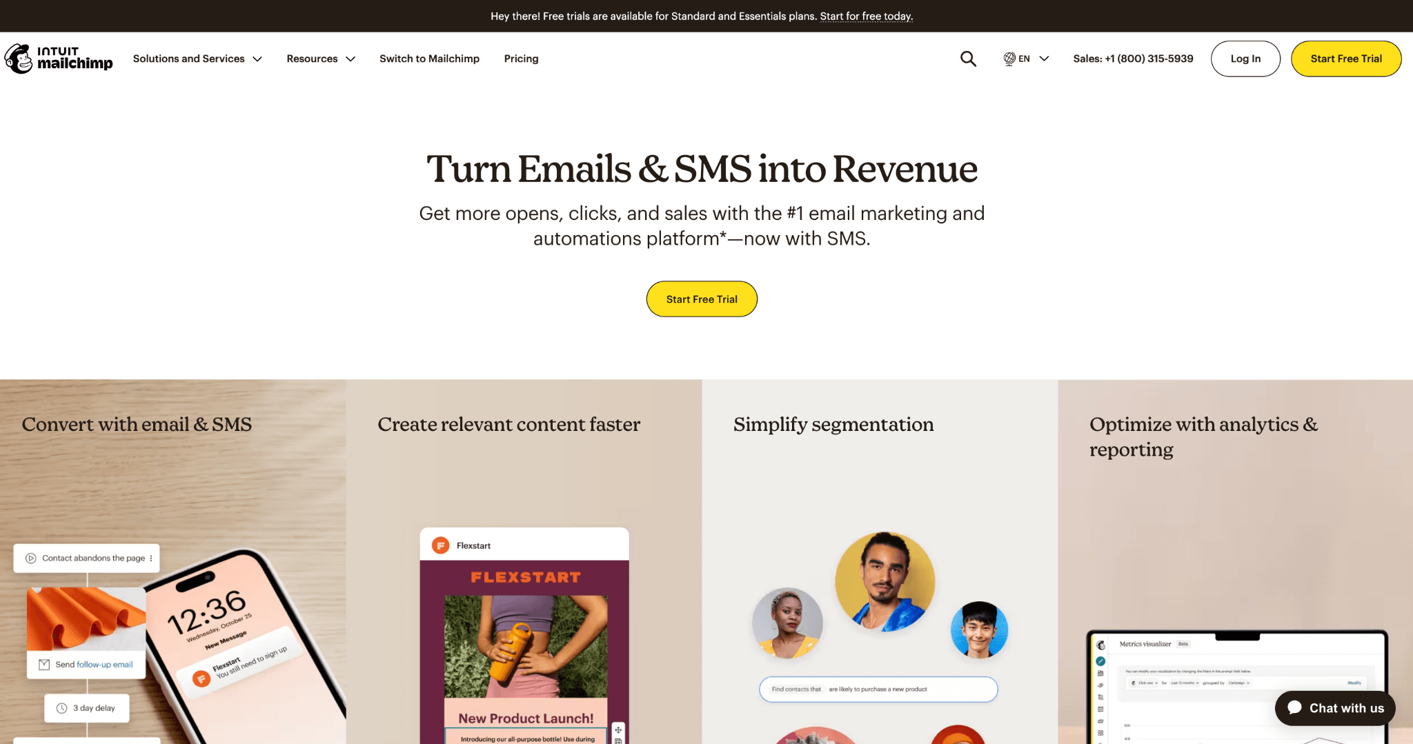 Mailchimp's homepage