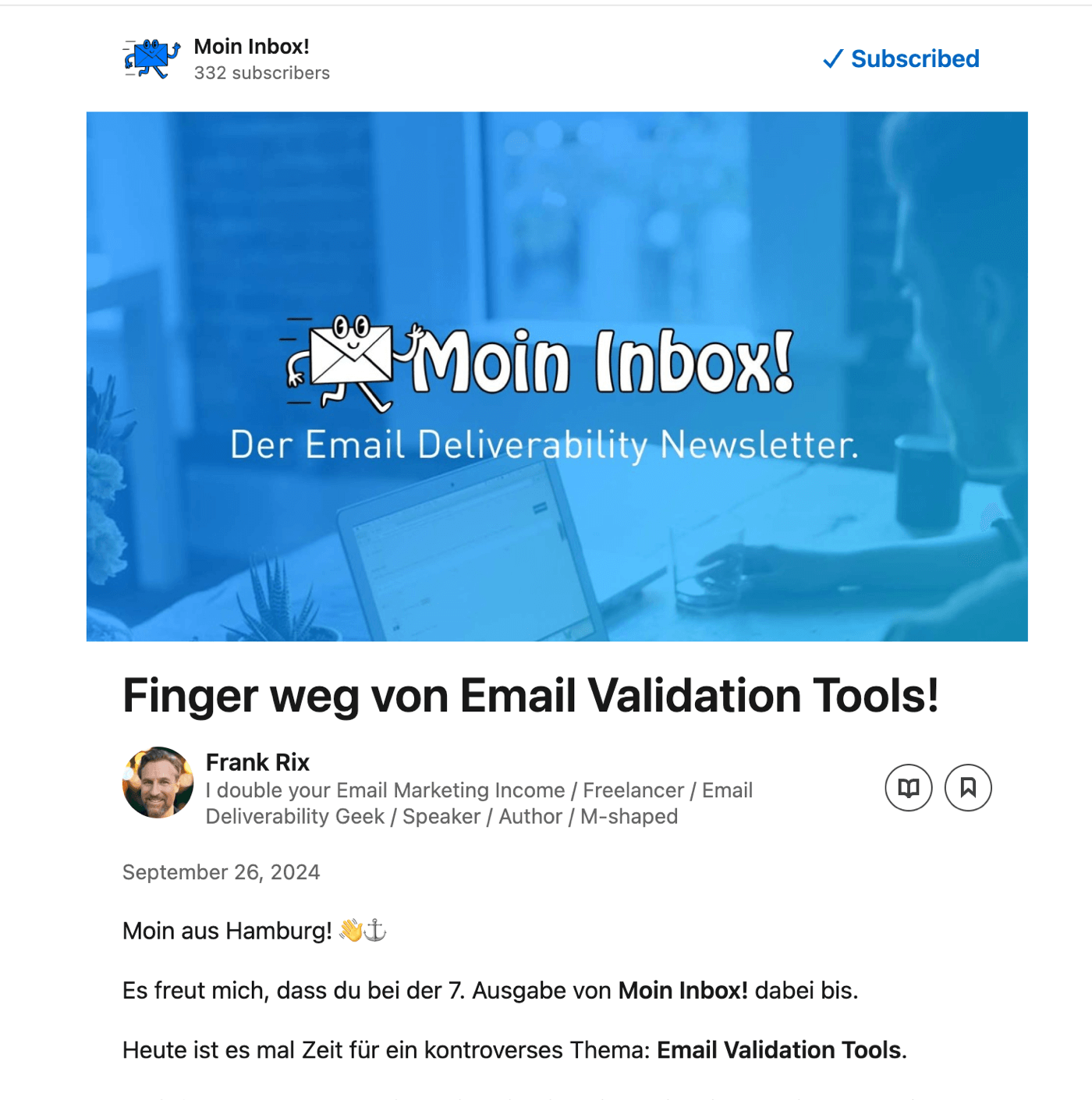 moin inbox newsletter