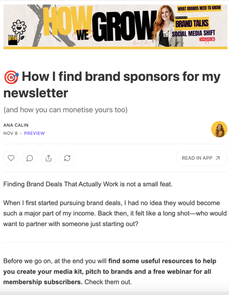 How we grow newsletter eample