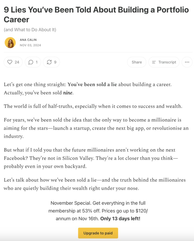How we grow newsletter example