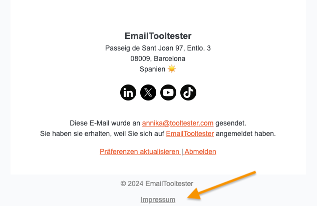 emailtooltester newsletter impressum