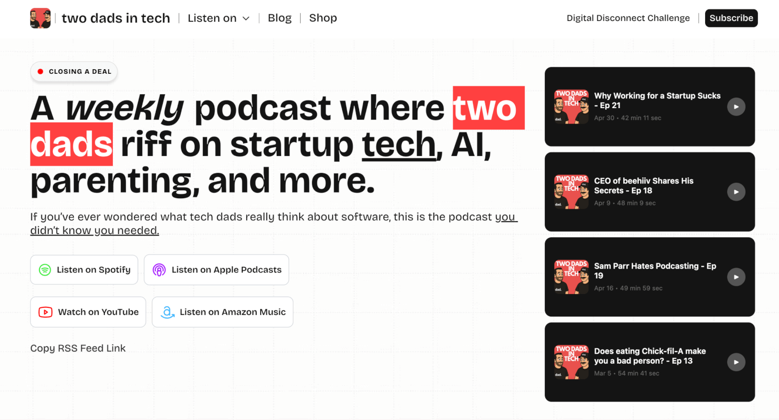 Two Dads in Tech podcast hosted on Beehiiv
