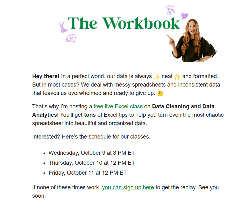 Webinar announcement email 