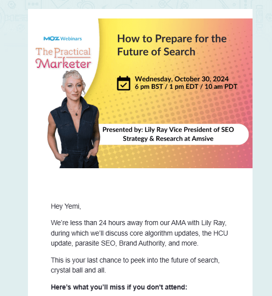Webinar email banner example