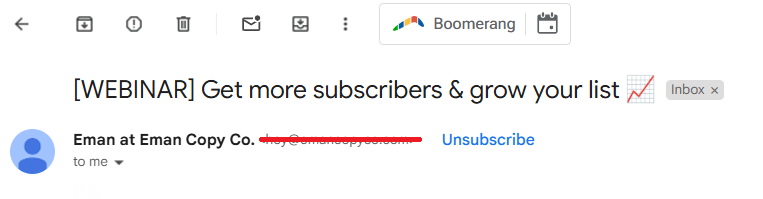 Webinar email subject line example