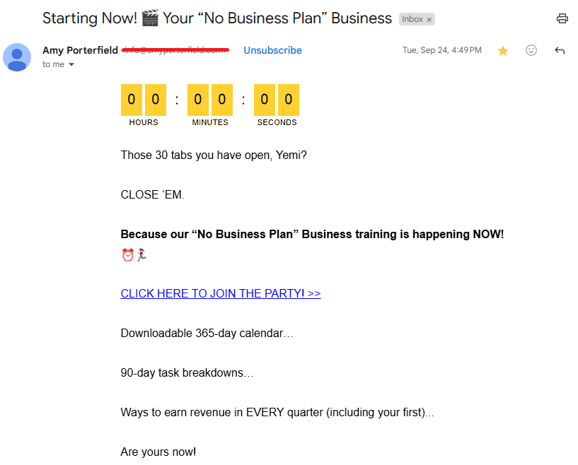 Webinar event reminder email 