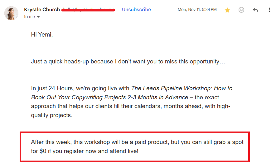 Webinar last-chance email