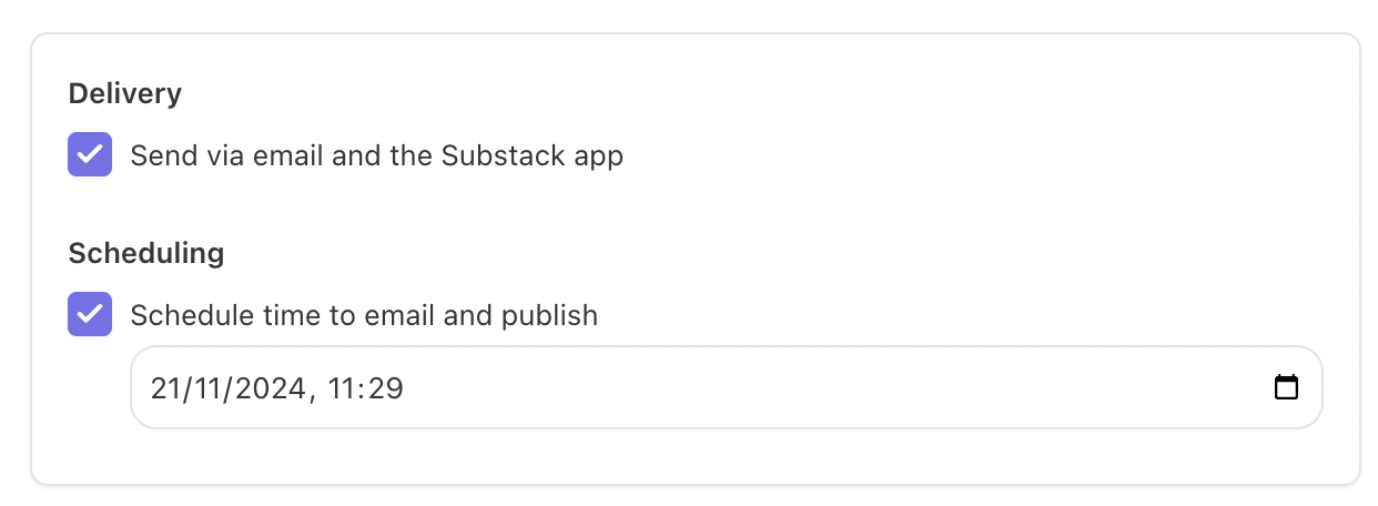 scheduling posts in Substack