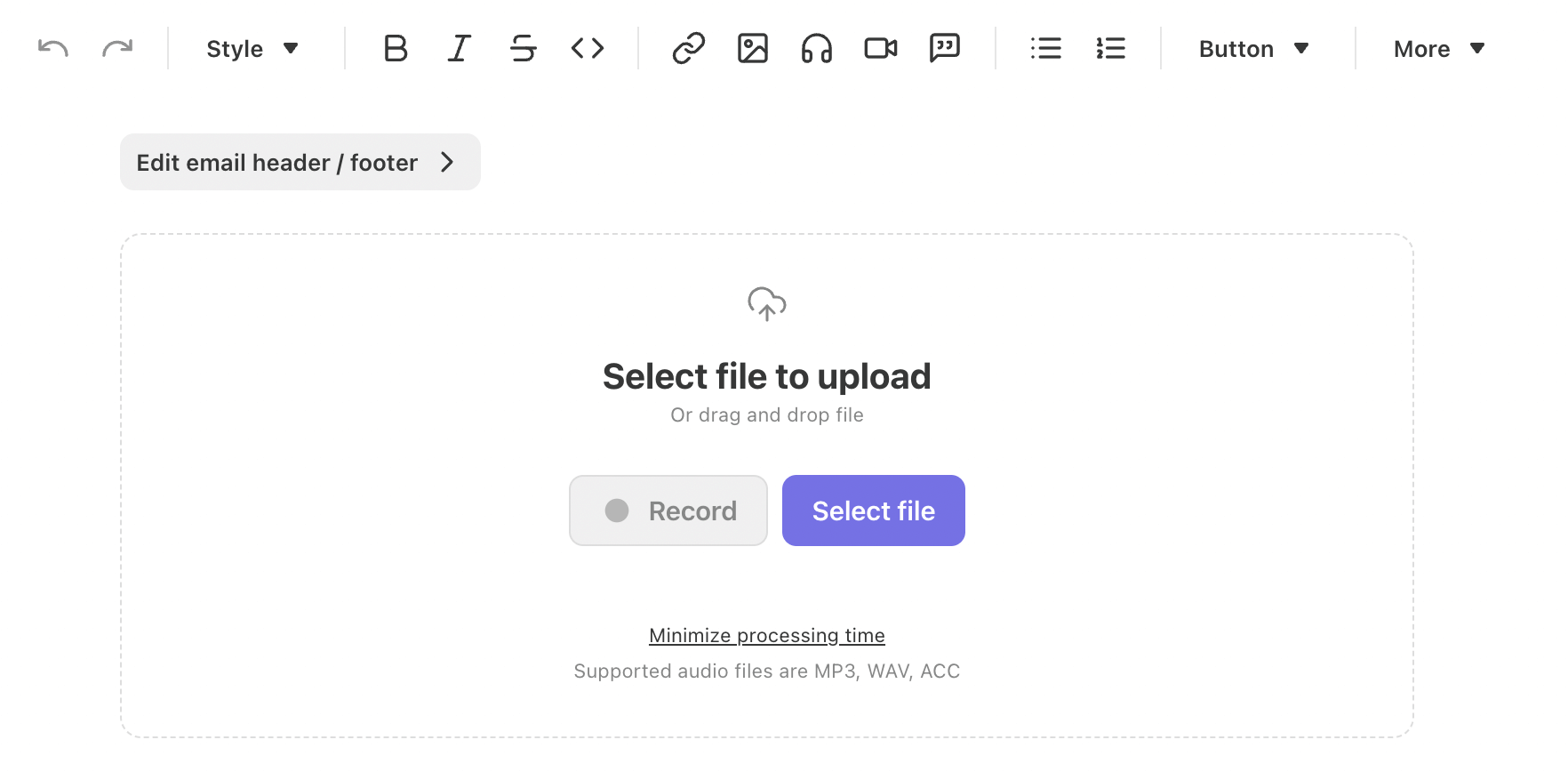 audio file option on Substack 