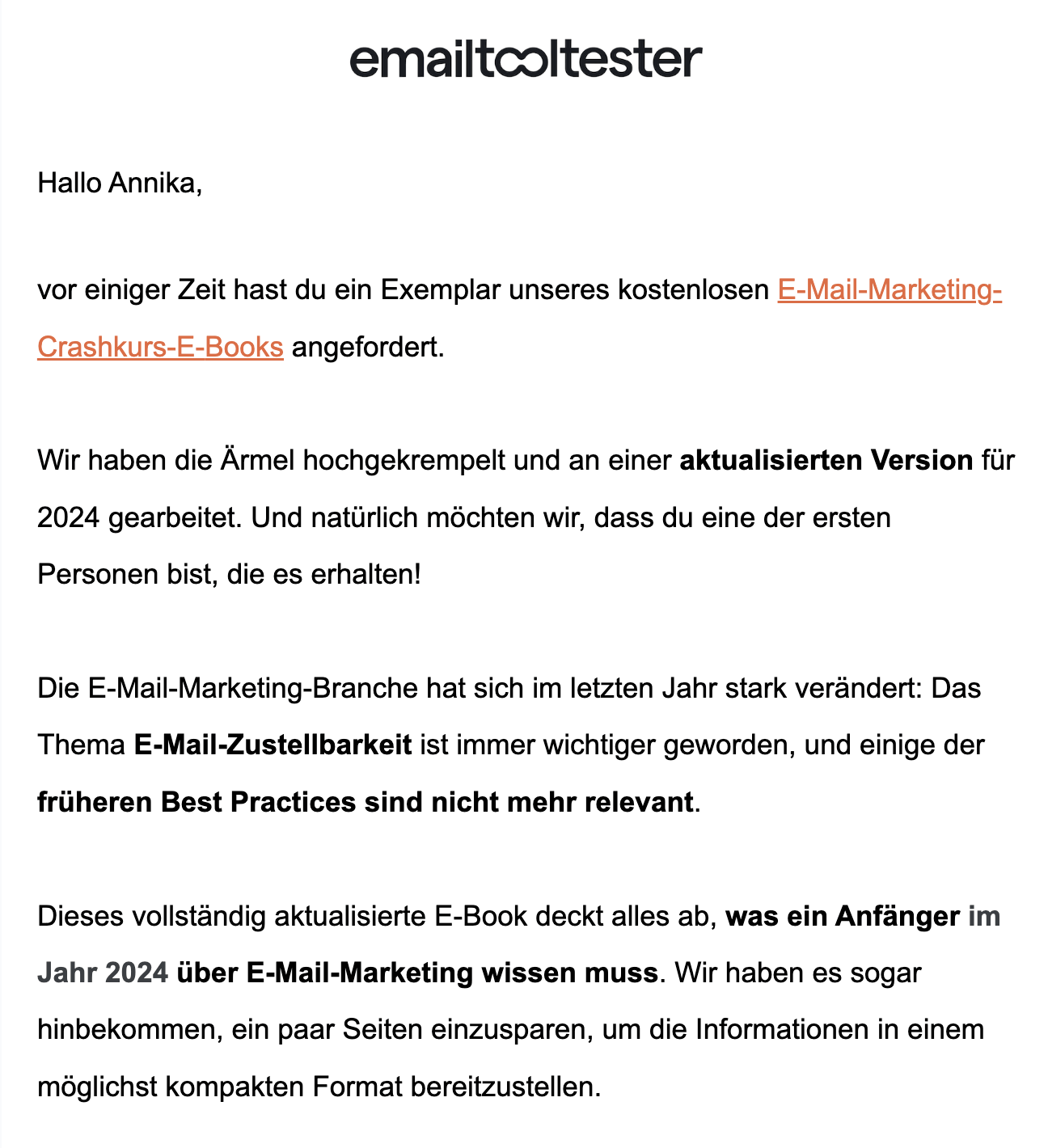 emailtooltester newsletter beispiel