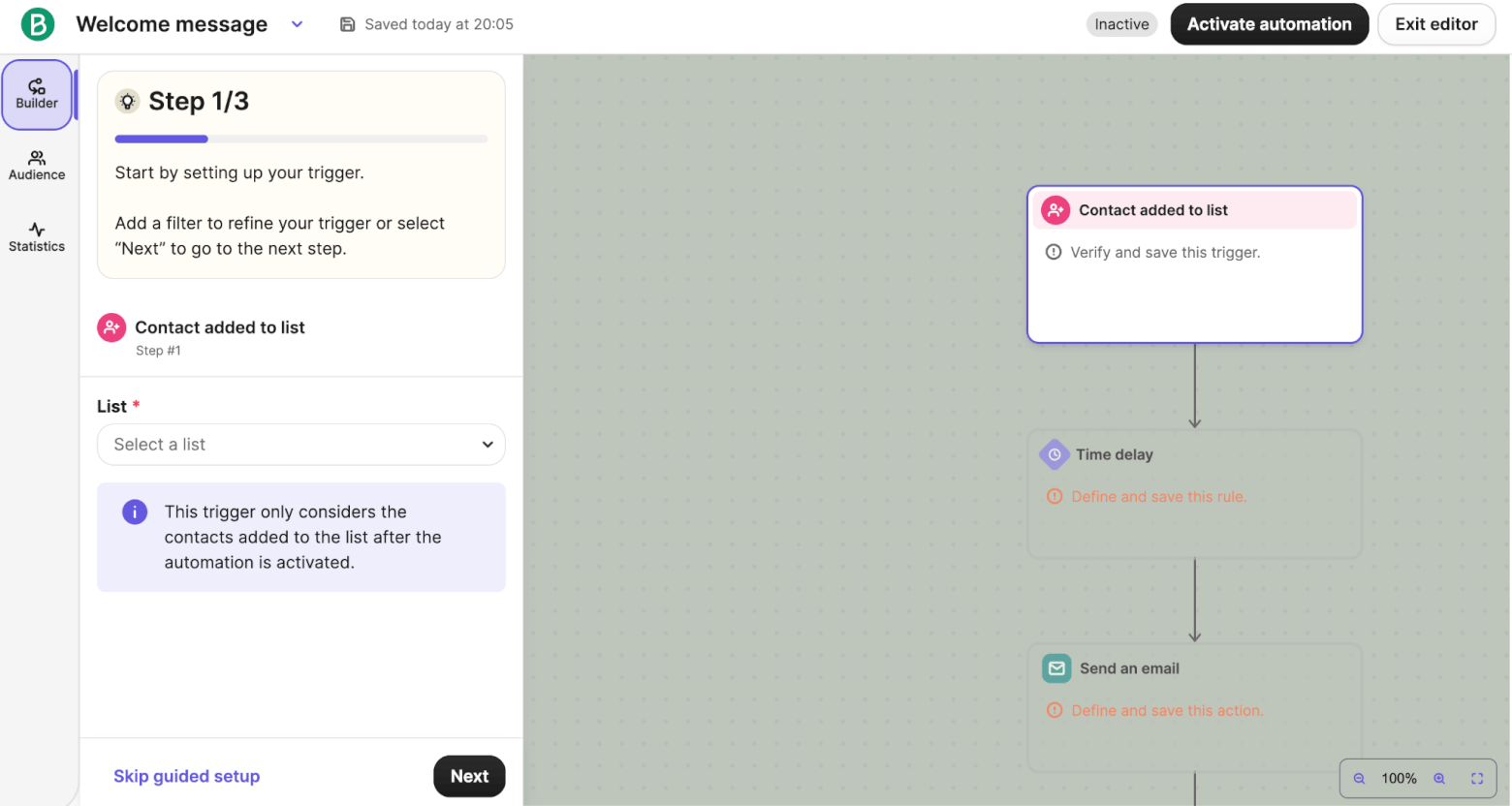 Brevo List Automation Builder