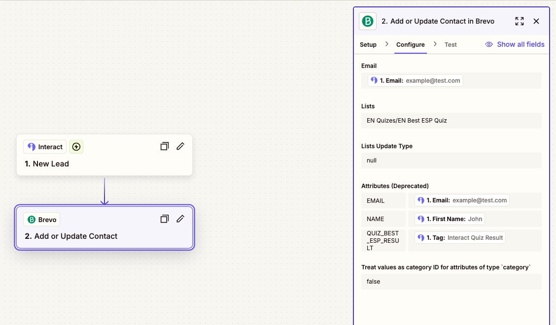 brevo zapier integration with interact