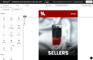 Editor de emails de Klaviyo