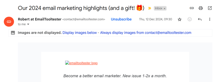 EmailTooltester newsletter showing "emailtooltester logo" alt text instead of the EmailTooltester logo image