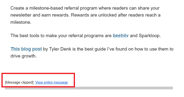 Gmail clipping message
