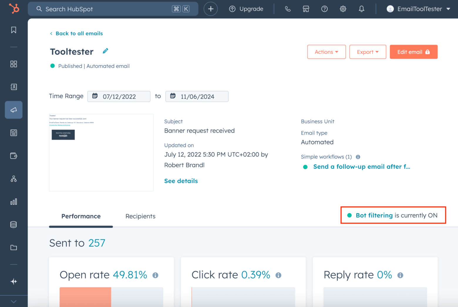 hubspot bot filtering