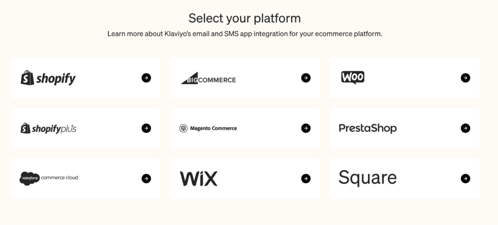 klaviyo ecommerce integrations