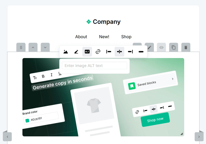 MailerLite image alt text setting