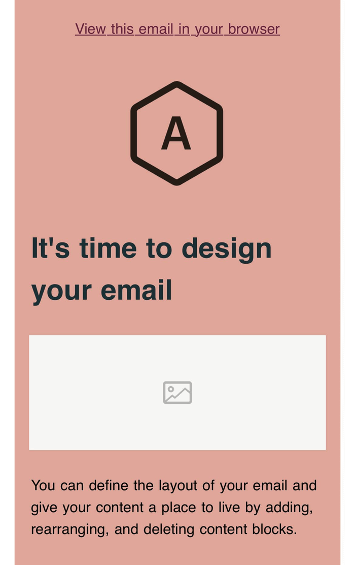 Mobile version of a Mailchimp email template, which is narrower in view of the limited horizontal space