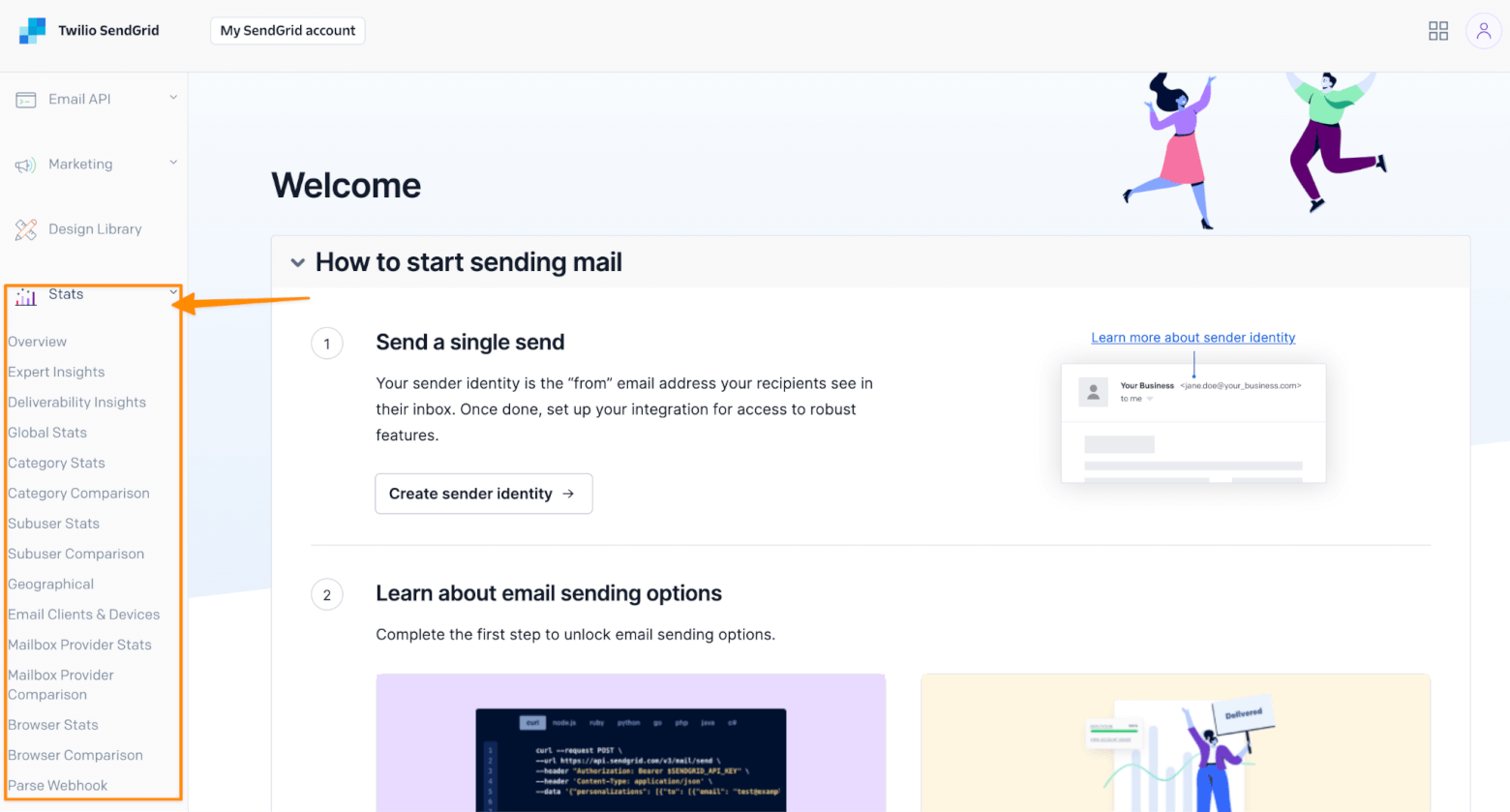 SendGrid dashboard
