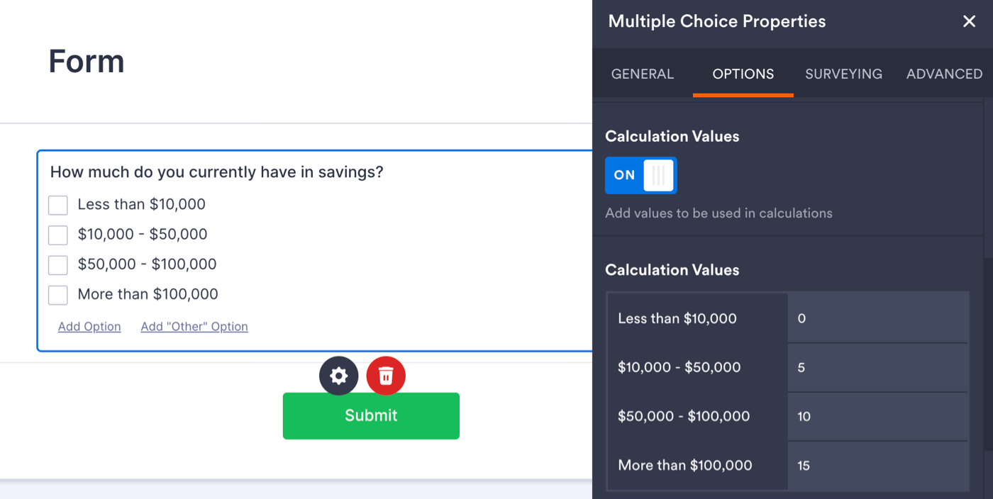 Adding quiz scores in Jotform