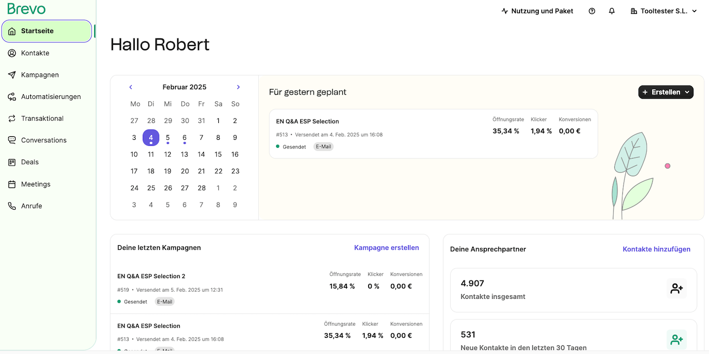 brevo dashboard de