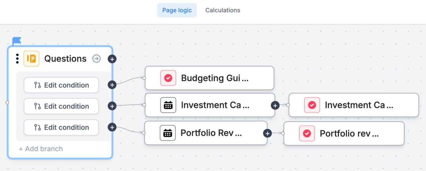 Configuring page logic in Fillout