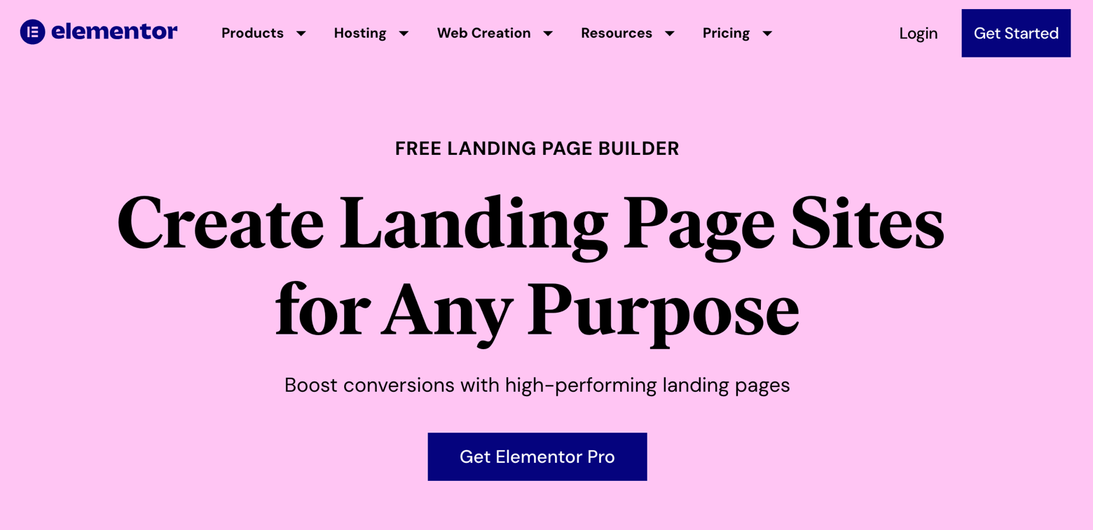 Elementor landing page builder