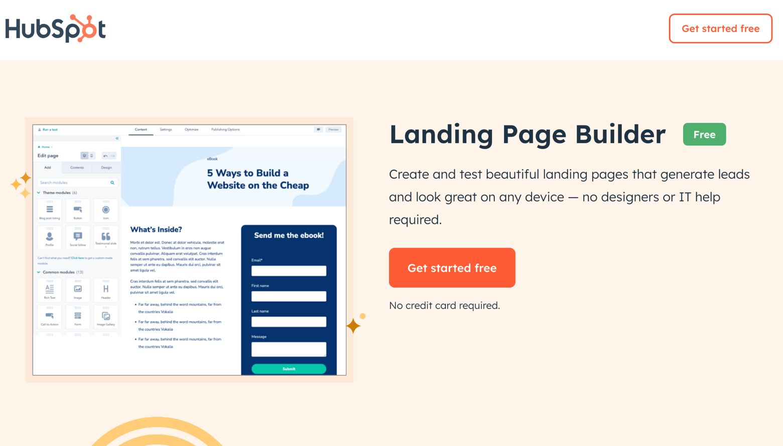 Hubspot landing page builder solution