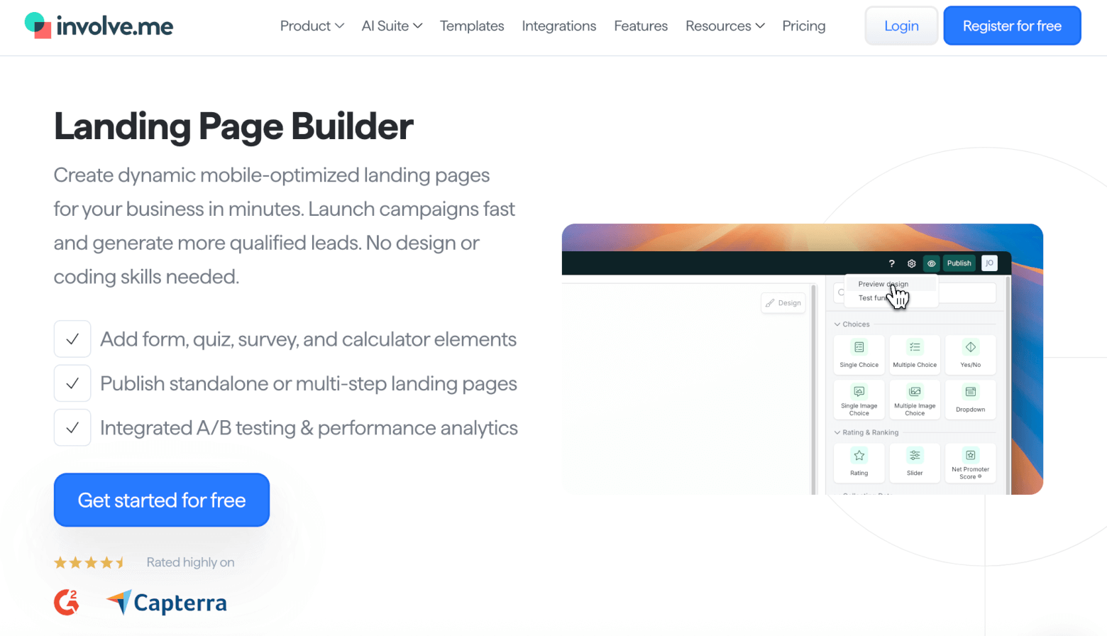 involve me landing page builder