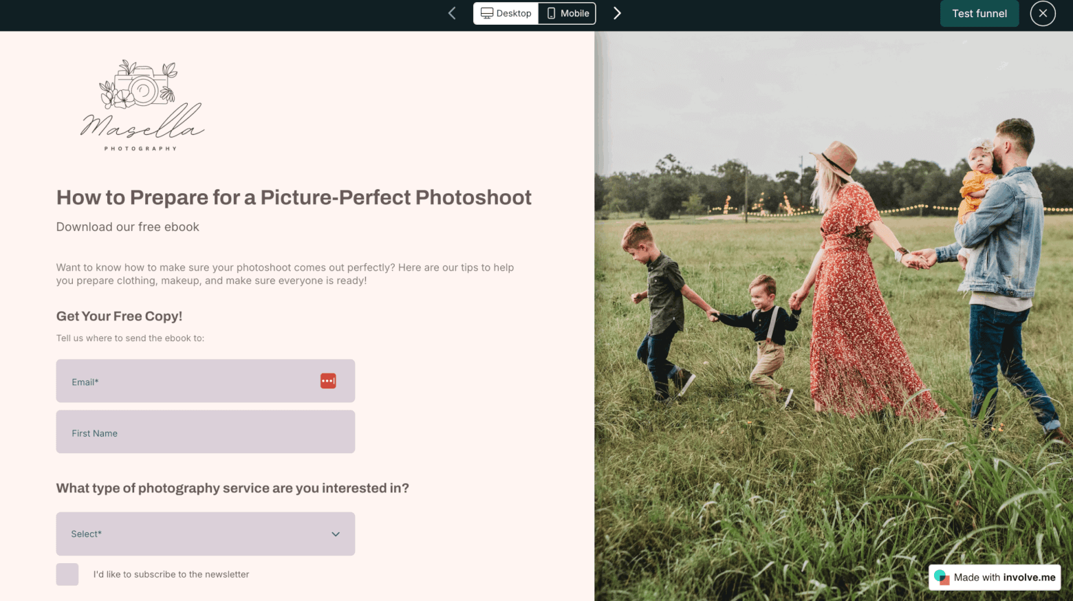 involveme landing page example