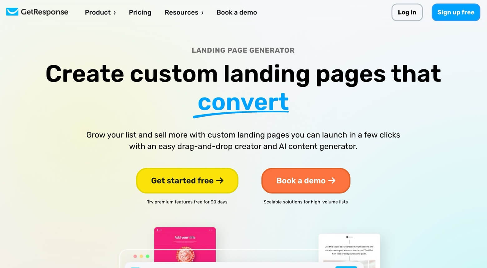 Landing page creator from GetResponse