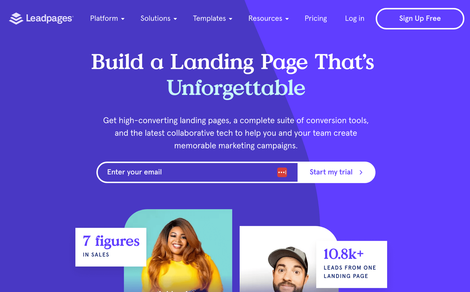 Lead pages is a popular landing page builder