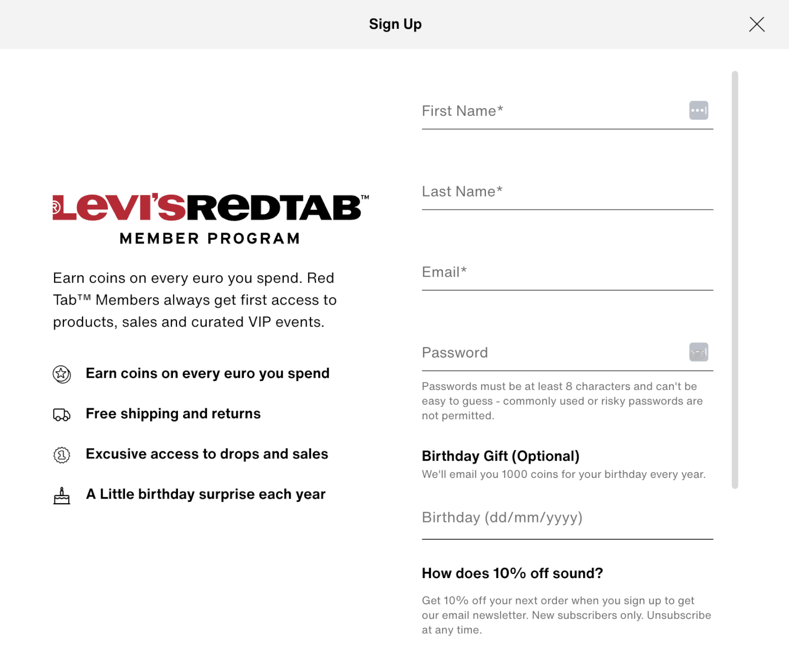 Levi's splash page