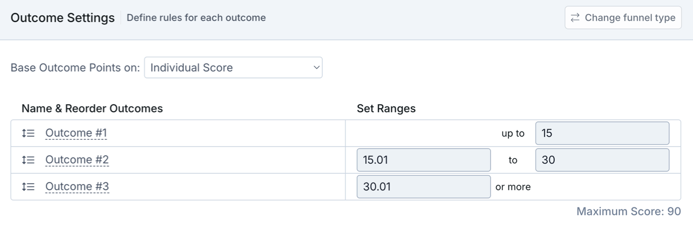 Quiz score configuration in Involve.me