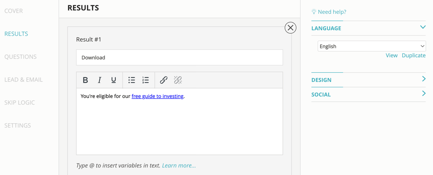 Setting up thank you pages in Opinion Stage