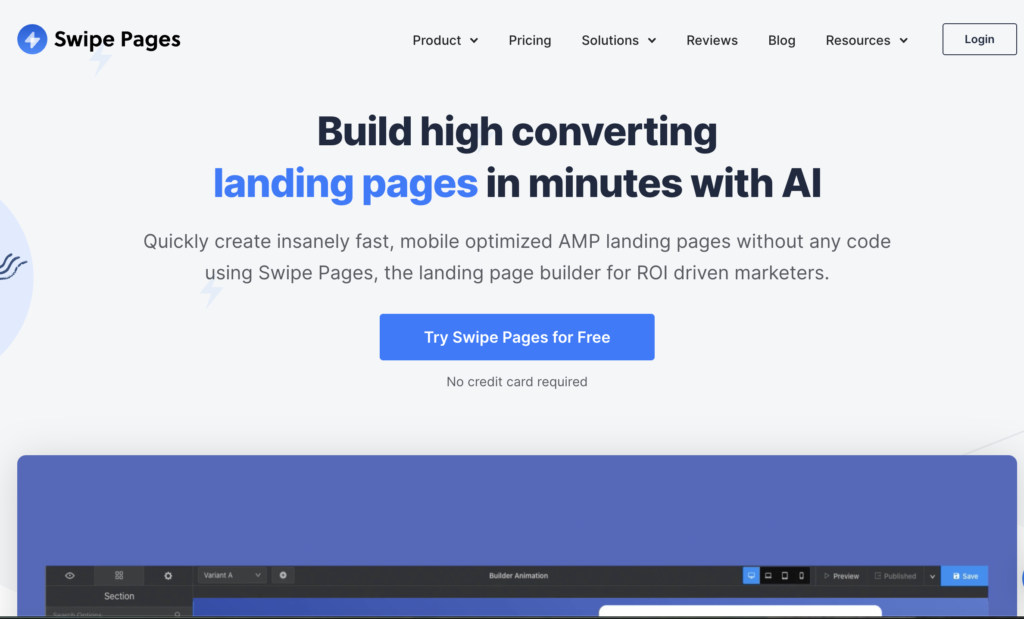 swipe pages homepage