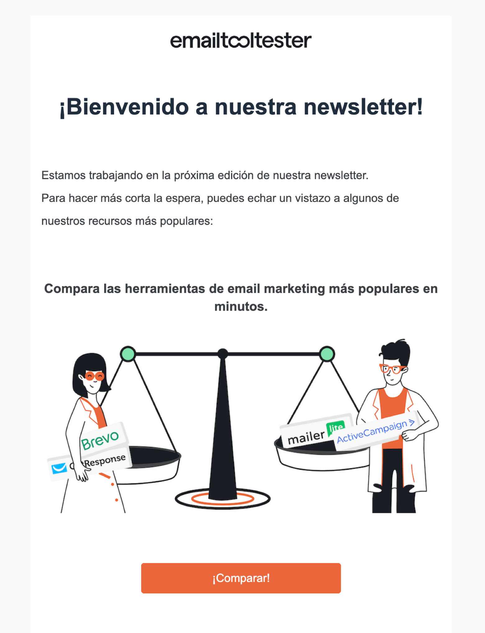 Ejemplo de email de bienvenida a nuestra newsletter
