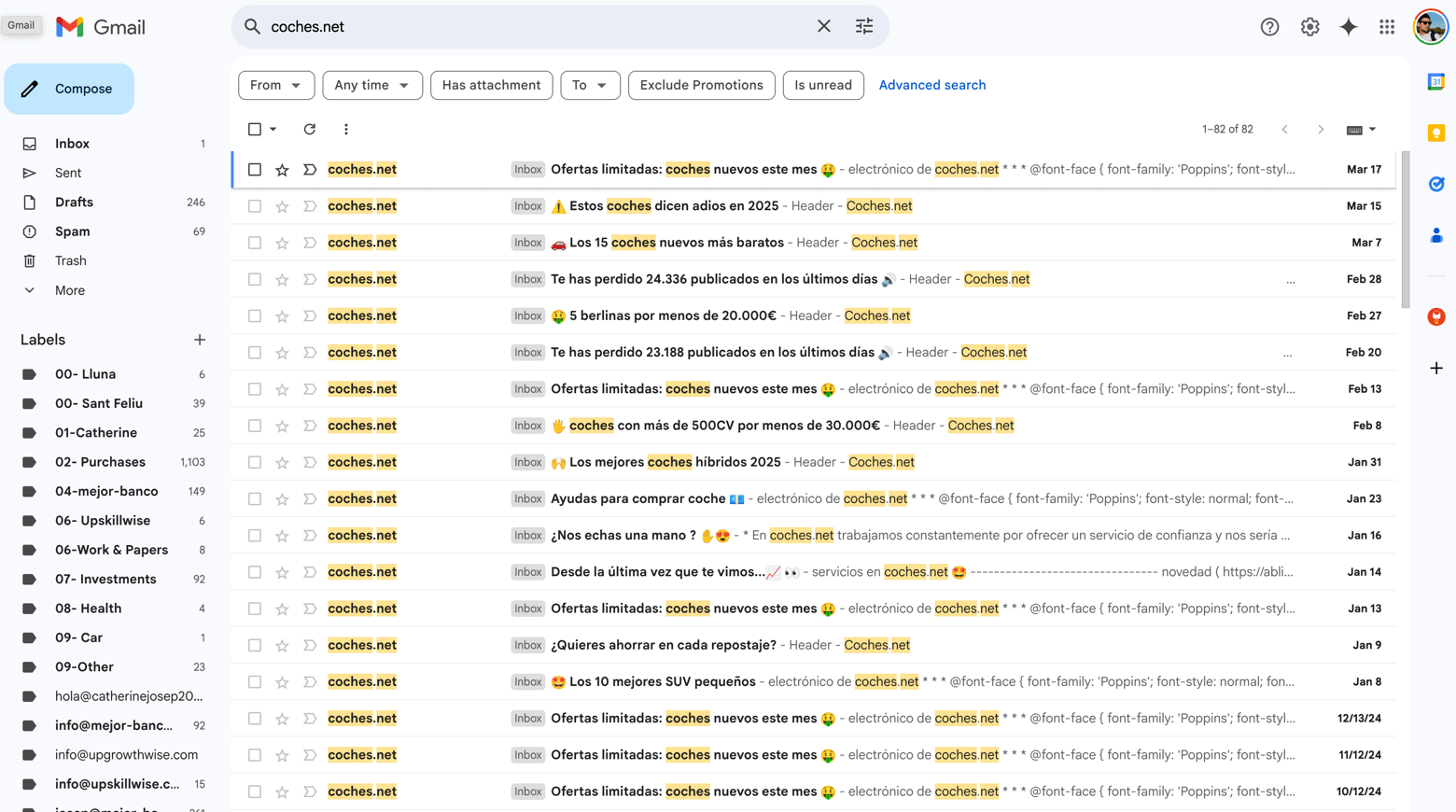 Ejemplo de envío de demasiados emails