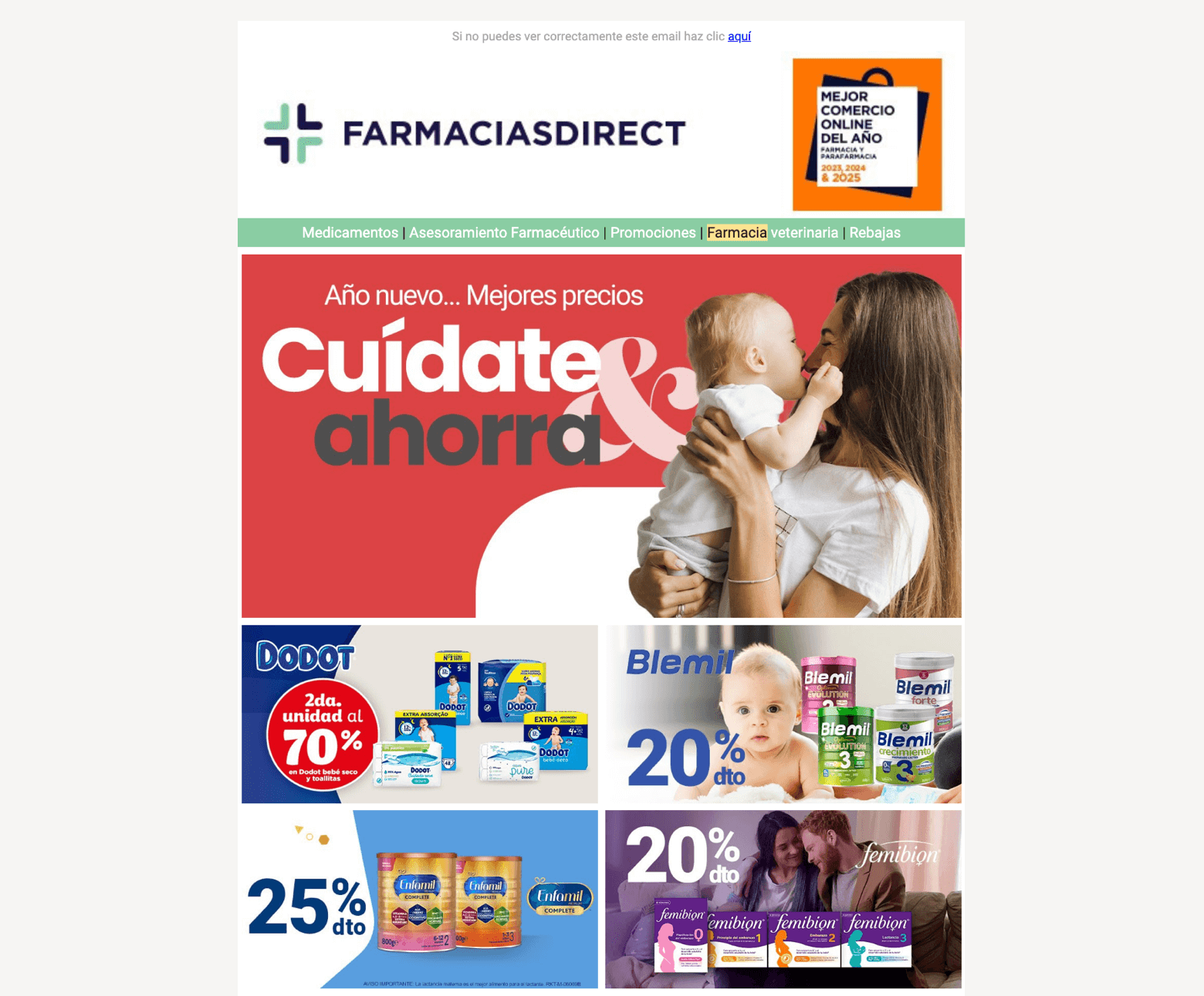Ejemplo newsletter promocional: Farmacia Direct