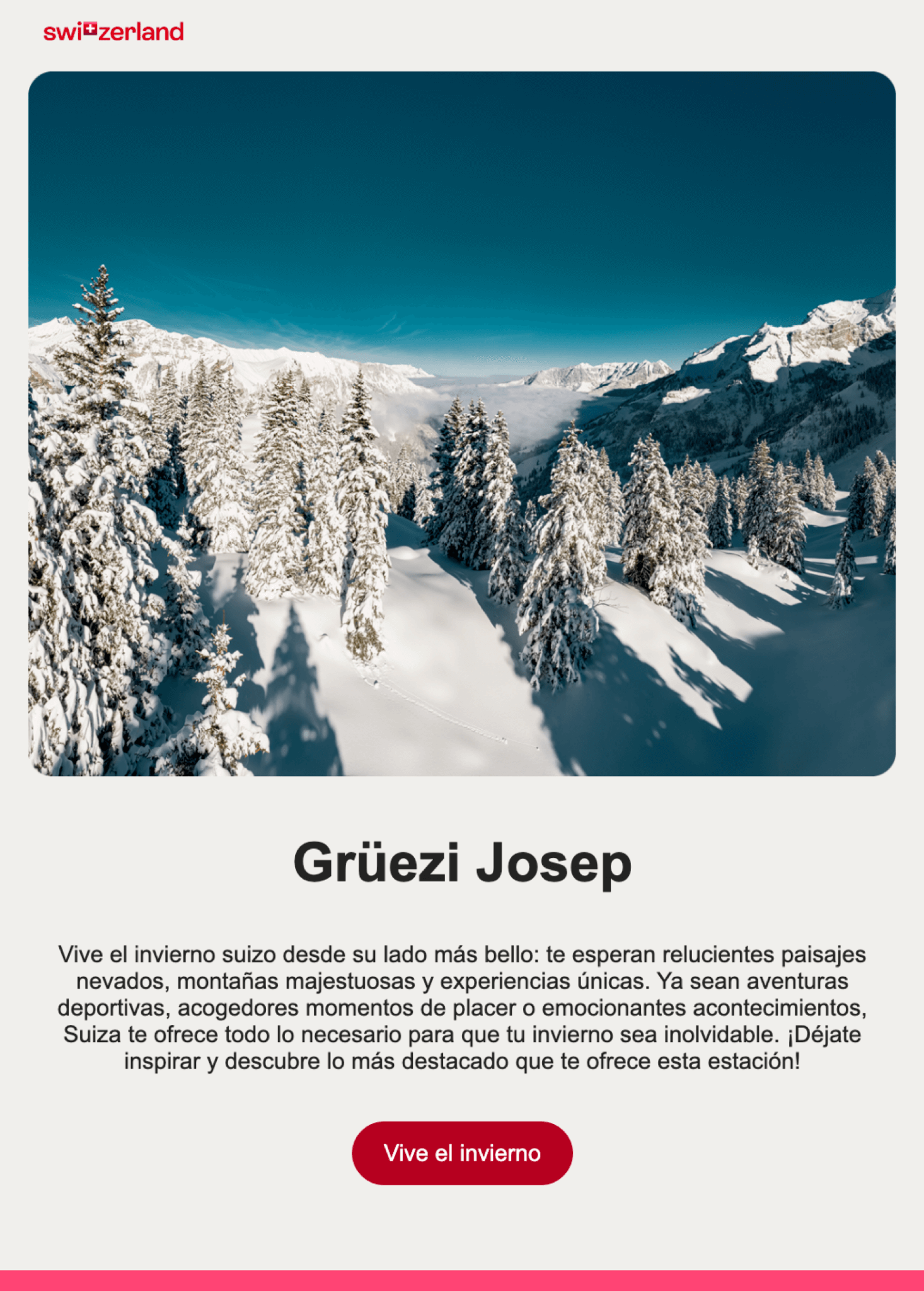 Ejemplo newsletter turismo Suiza 1