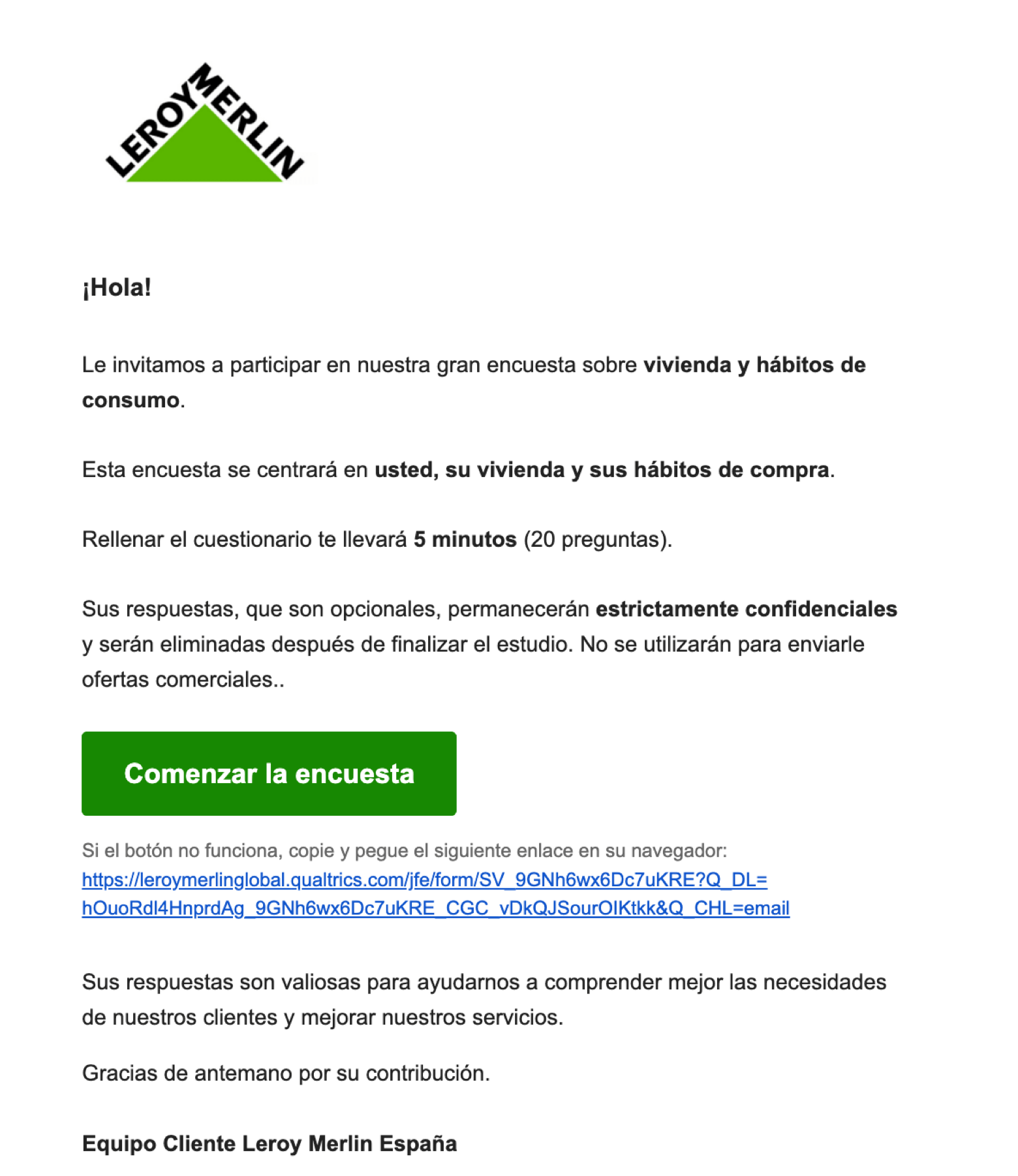 Encuesta de hábitos en la vivienda de Leroy Merlin