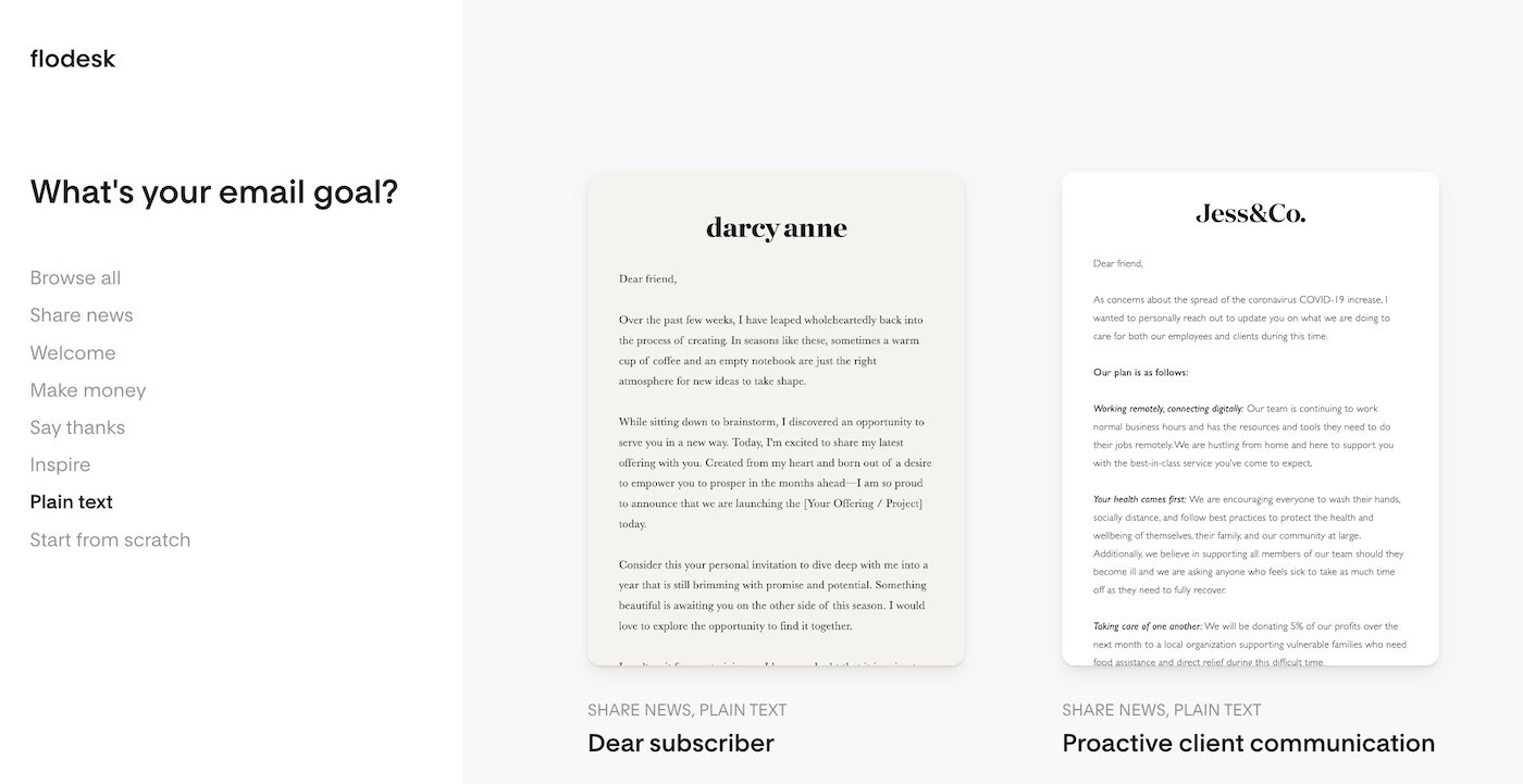 flodesk newsletter templates